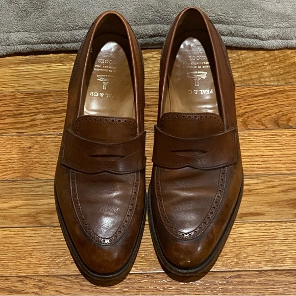 Brooks Brothers Peal & Co Made in England Classic Brown Leather Penny Loafers 9D - Picture 1 of 7